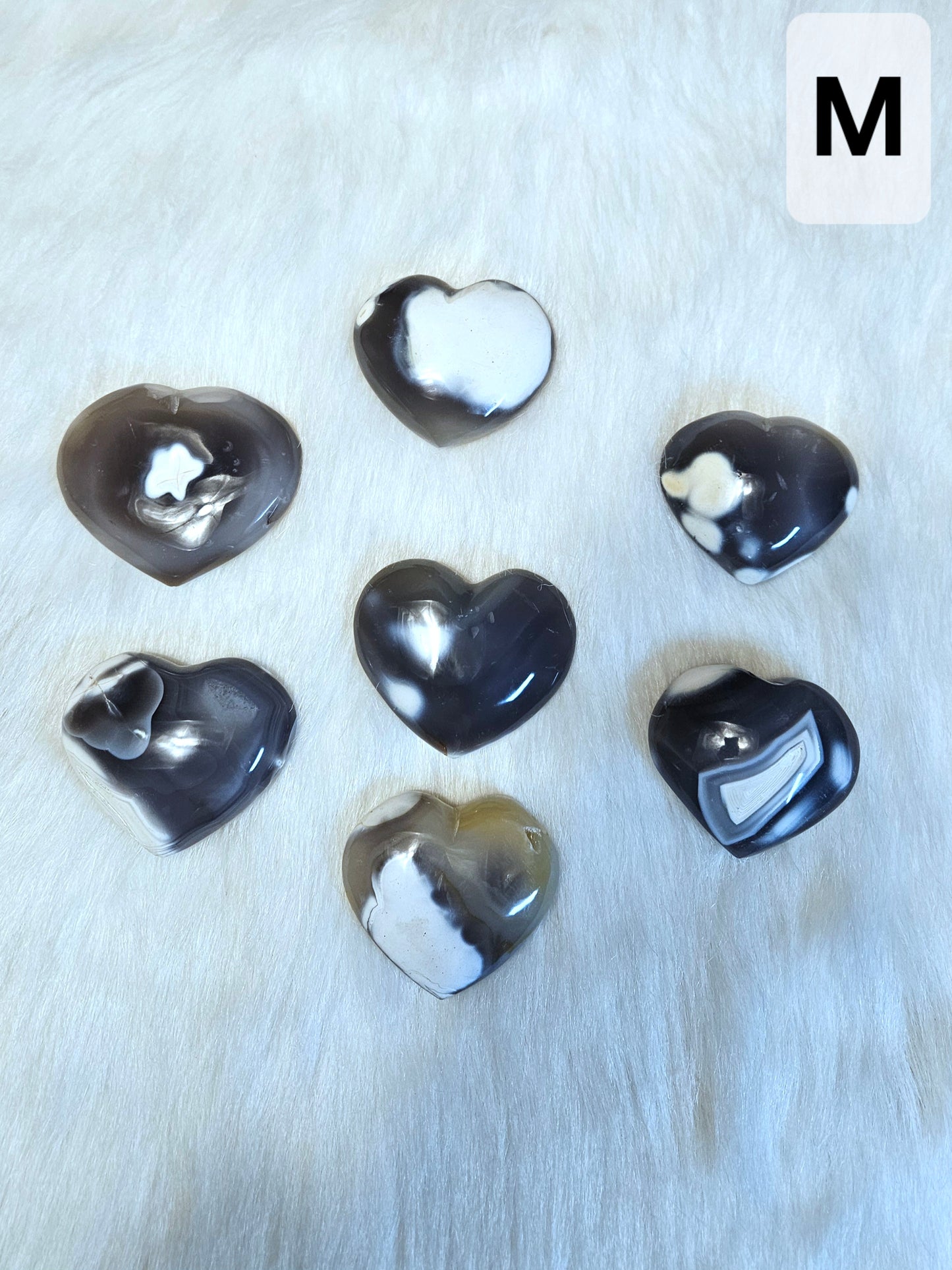 Orca Agate Hearts