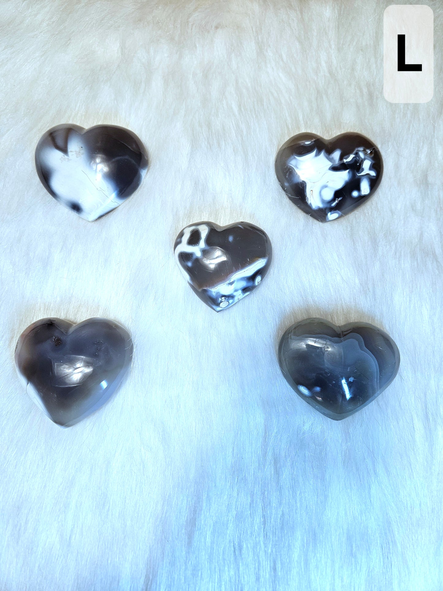 Orca Agate Hearts