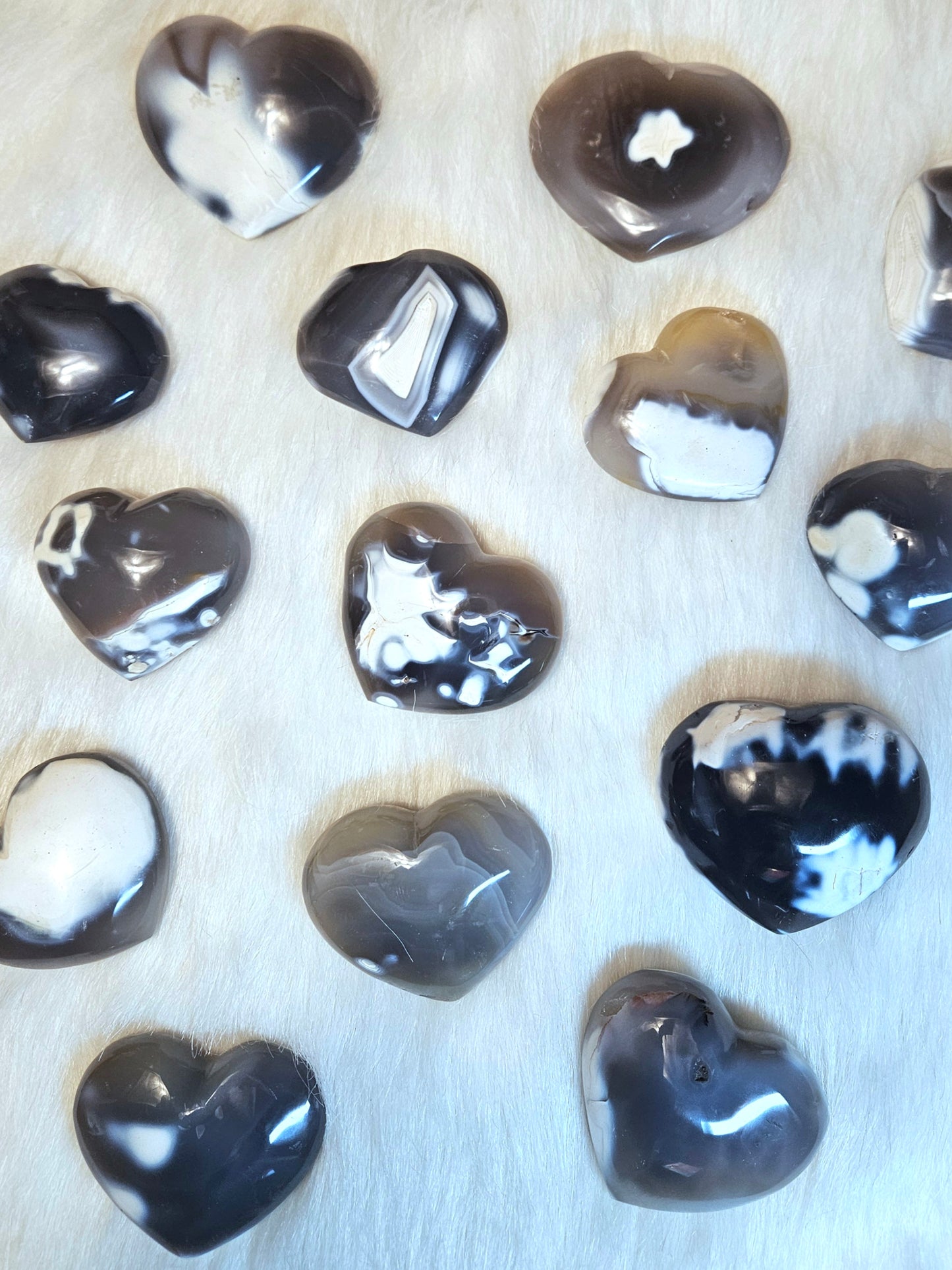 Orca Agate Hearts