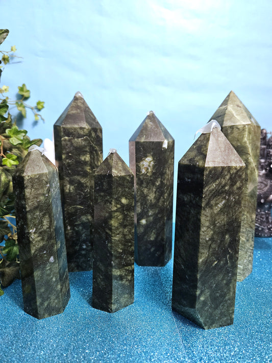 Green Serpentine Jade Towers