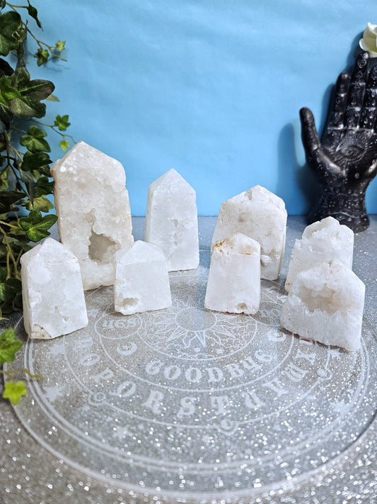 Snow Quartz Geode Obelisk (Small)