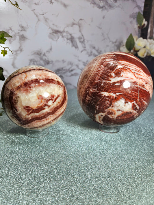 Red Banded Calcite Spheres