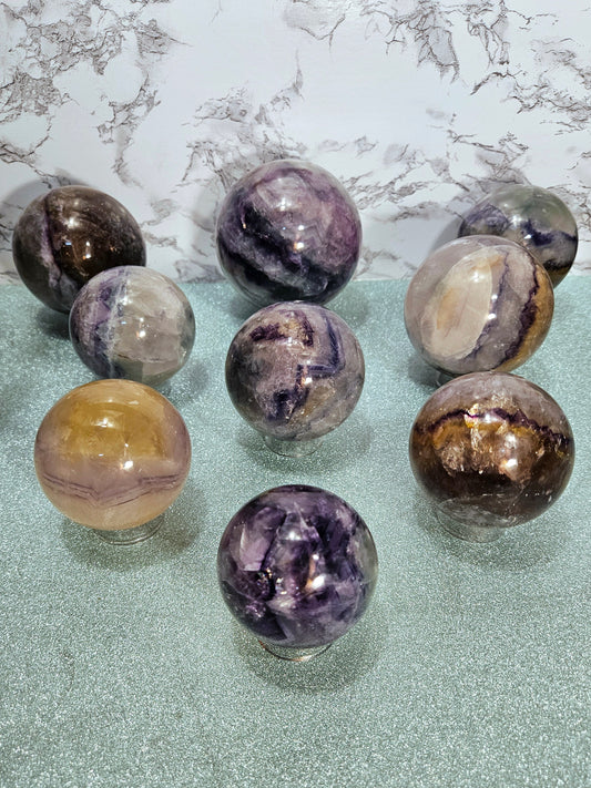 Rainbow Fluorite Spheres